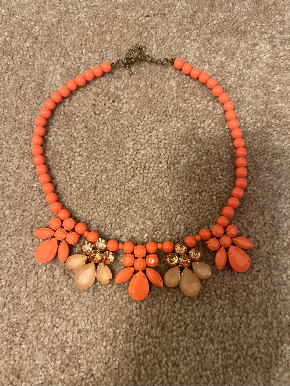 Statement Coral Beaded Bib Necklace - Unbranded